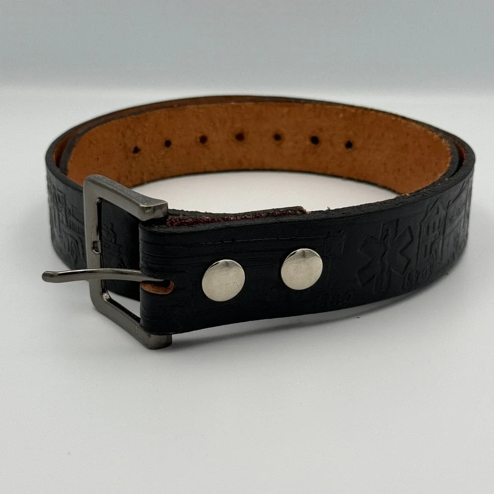 Gavere Leather Fire Department Belt Mens Med 34-38 Black Leather Firefighter USA